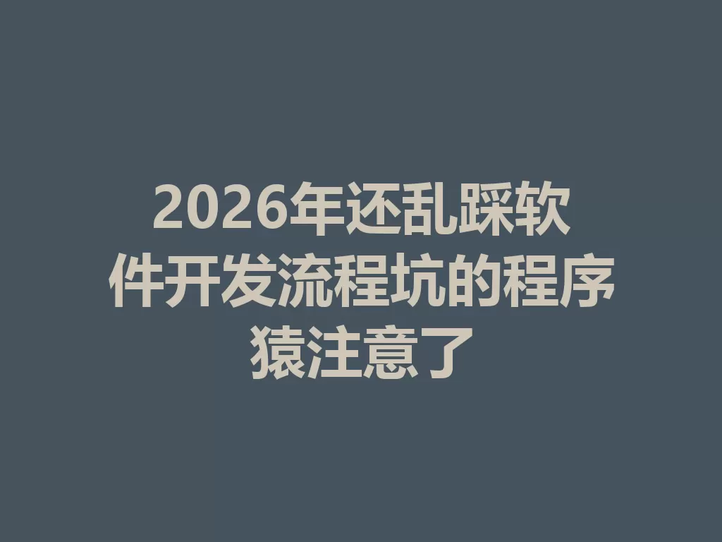 2026年还乱踩软件开发流程坑的程序猿注意了-九八首码网-首码项目发布-网赚副业零撸项目平台