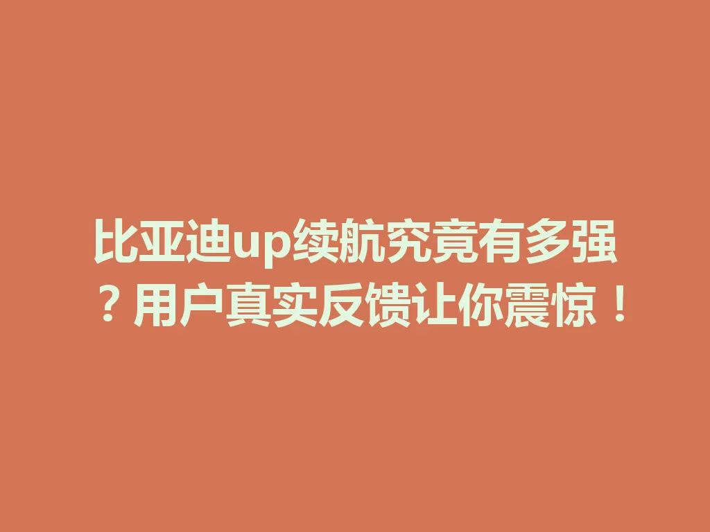 比亚迪up续航究竟有多强?用户真实反馈让你震惊!-九八首码网-首码项目发布-网赚副业零撸项目平台