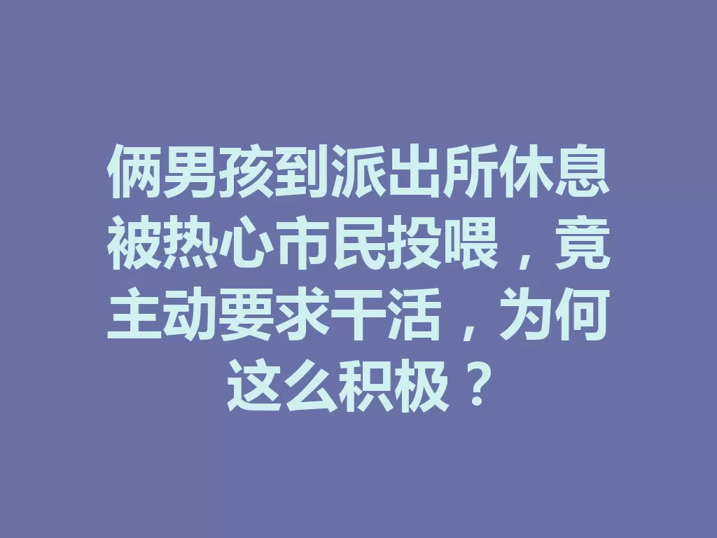 俩男孩到派出所休息被热心市民投喂，竟主动要求干活，为何这么积极？-九八首码网-首码项目发布-网赚副业零撸项目平台