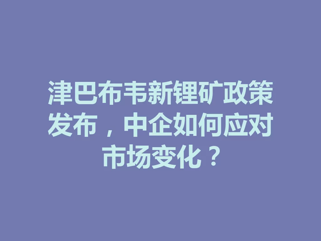 津巴布韦新锂矿政策发布，中企如何应对市场变化？-九八首码网-首码项目发布-网赚副业零撸项目平台
