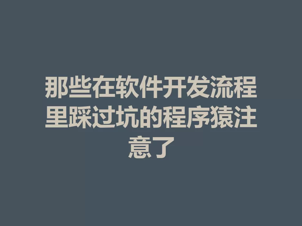 那些在软件开发流程里踩过坑的程序猿注意了-九八首码网-首码项目发布-网赚副业零撸项目平台