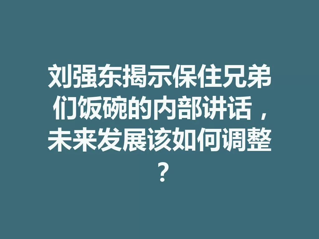 刘强东揭示保住兄弟们饭碗的内部讲话，未来发展该如何调整？-九八首码网-首码项目发布-网赚副业零撸项目平台