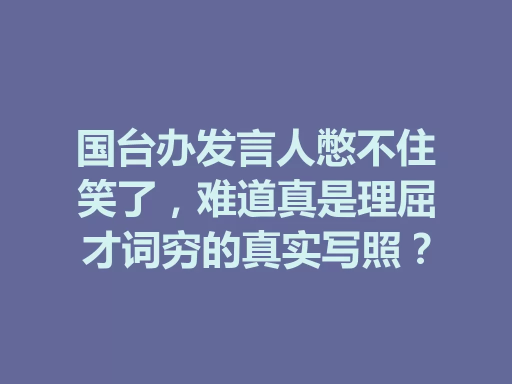 国台办发言人憋不住笑了，难道真是理屈才词穷的真实写照？-九八首码网-首码项目发布-网赚副业零撸项目平台