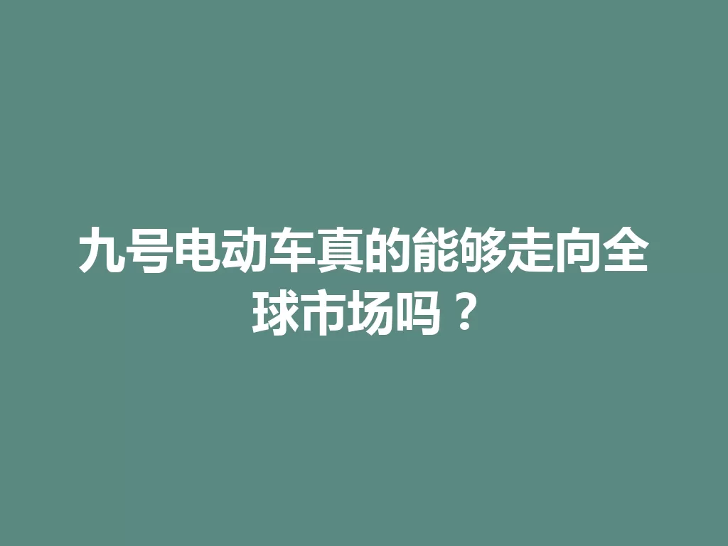 九号电动车真的能够走向全球市场吗？-九八首码网-首码项目发布-网赚副业零撸项目平台