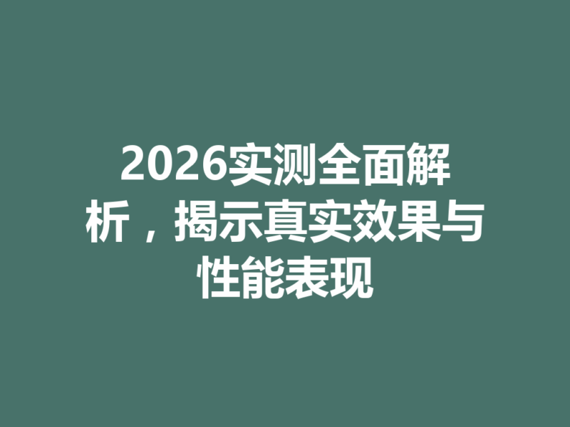 2026实测全面解析，揭示真实效果与性能表现-九八首码网-首码项目发布-网赚副业零撸项目平台