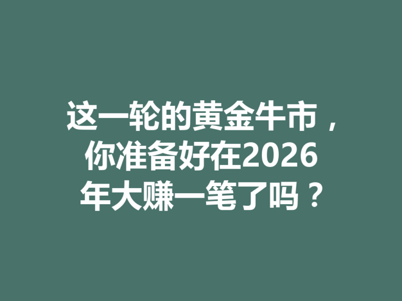 这一轮的黄金牛市,你准备好在2026年大赚一笔了吗?-九八首码网-首码项目发布-网赚副业零撸项目平台