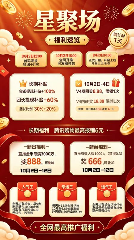 星聚场🔥 首码上线，扶持拉满。-九八首码网-首码项目发布-网赚副业零撸项目平台